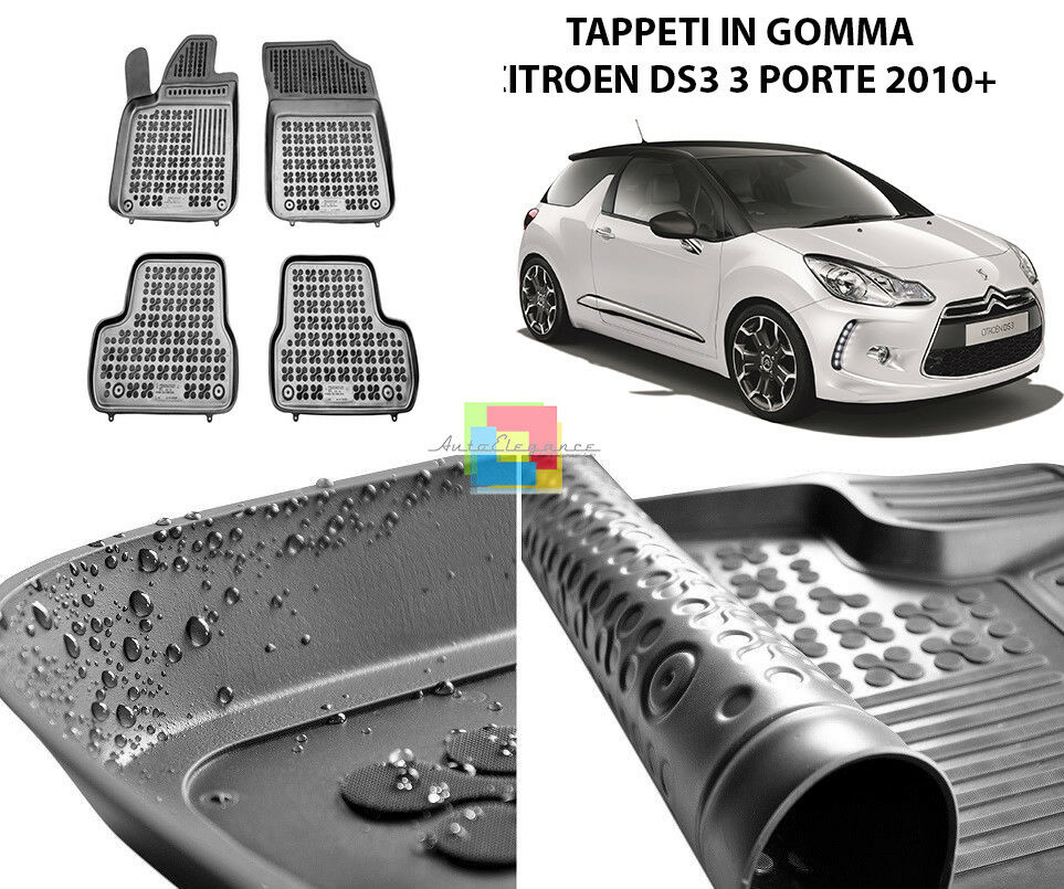 CITROEN DS3 3 PORTE 2010+ TAPPETINI AUTO IN GOMMA - TAPPETI TOP QUALITA -1 AUTOELEGANCERICAMBI