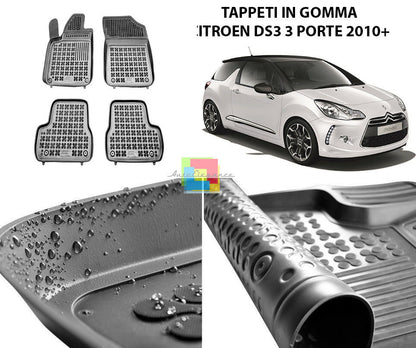 CITROEN DS3 3 PORTE 2010+ TAPPETINI AUTO IN GOMMA - TAPPETI TOP QUALITA -1 AUTOELEGANCERICAMBI