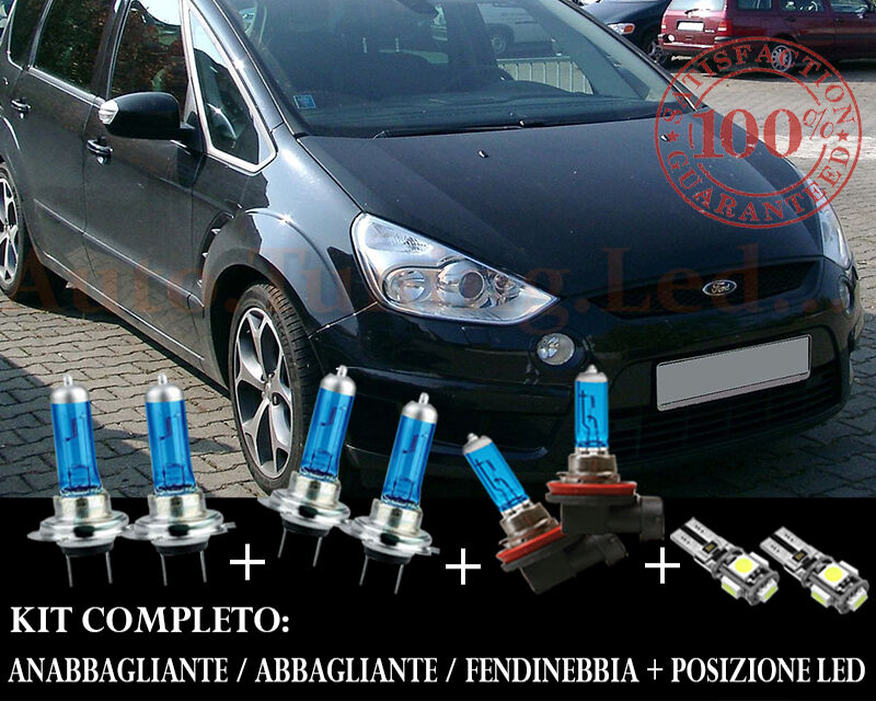 FORD S-MAX 2006-2014 SET COMPLETO LAMPADE BLU XENON + POSIZIONE A LED