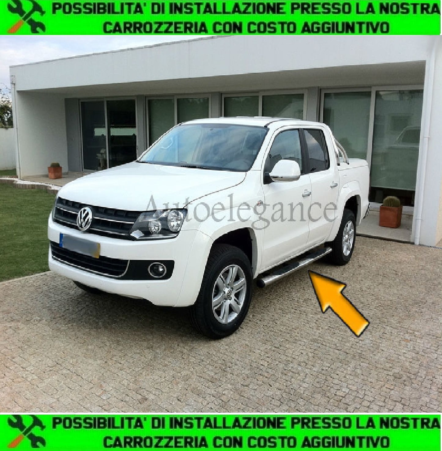 PEDANE ADATTE PER VW AMAROK 2010+ TUBI SOTTOPORTA LATERALI IN ACCIAIO INOX