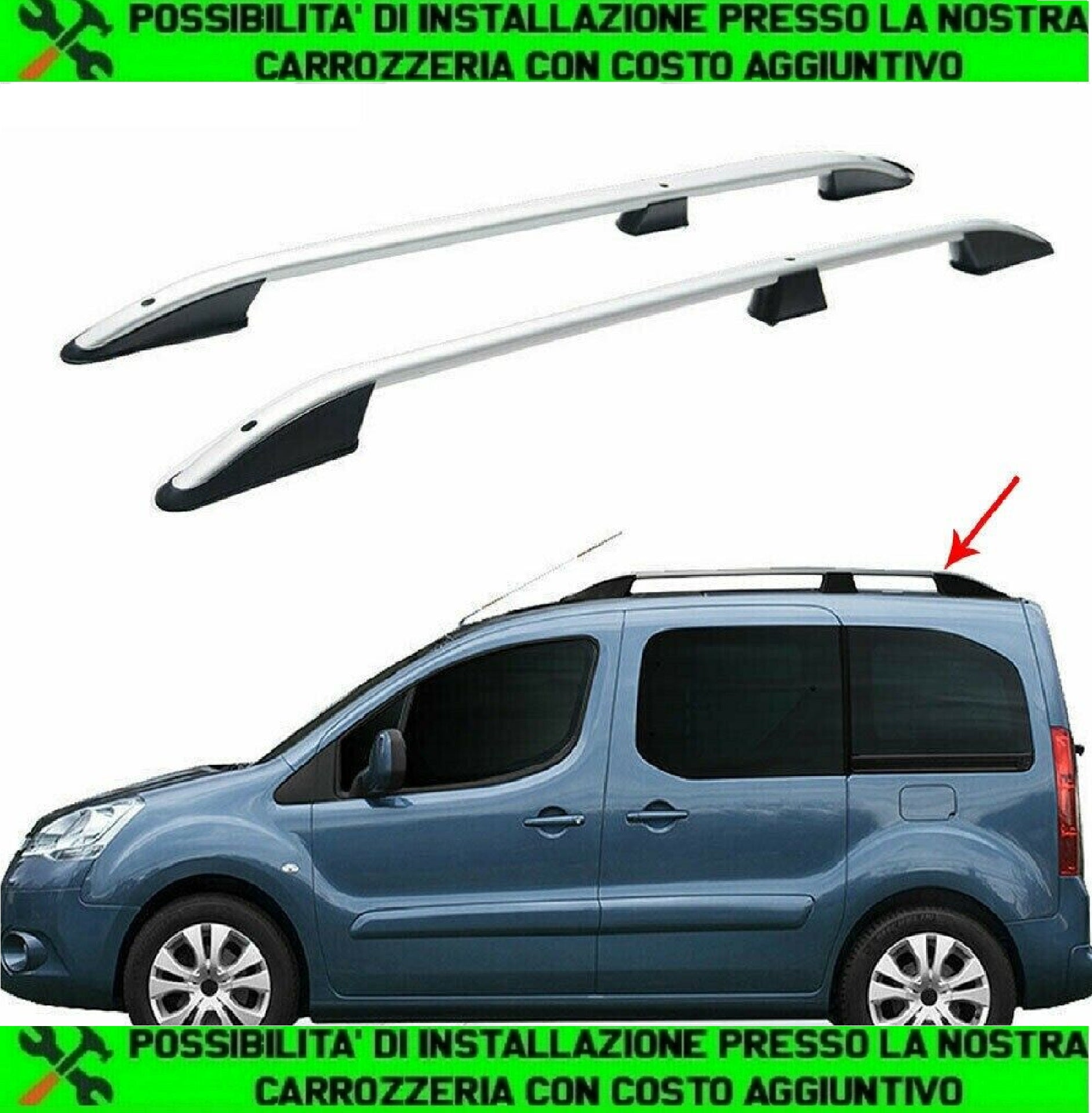 CHROMEMASTER Barre Da Tetto In Alluminio Per Citroen Berlingo L1 M CORTO (2018+) - Portapacchi, Box E Portabici, Capacità 75kg, Facili Da Montare - 3