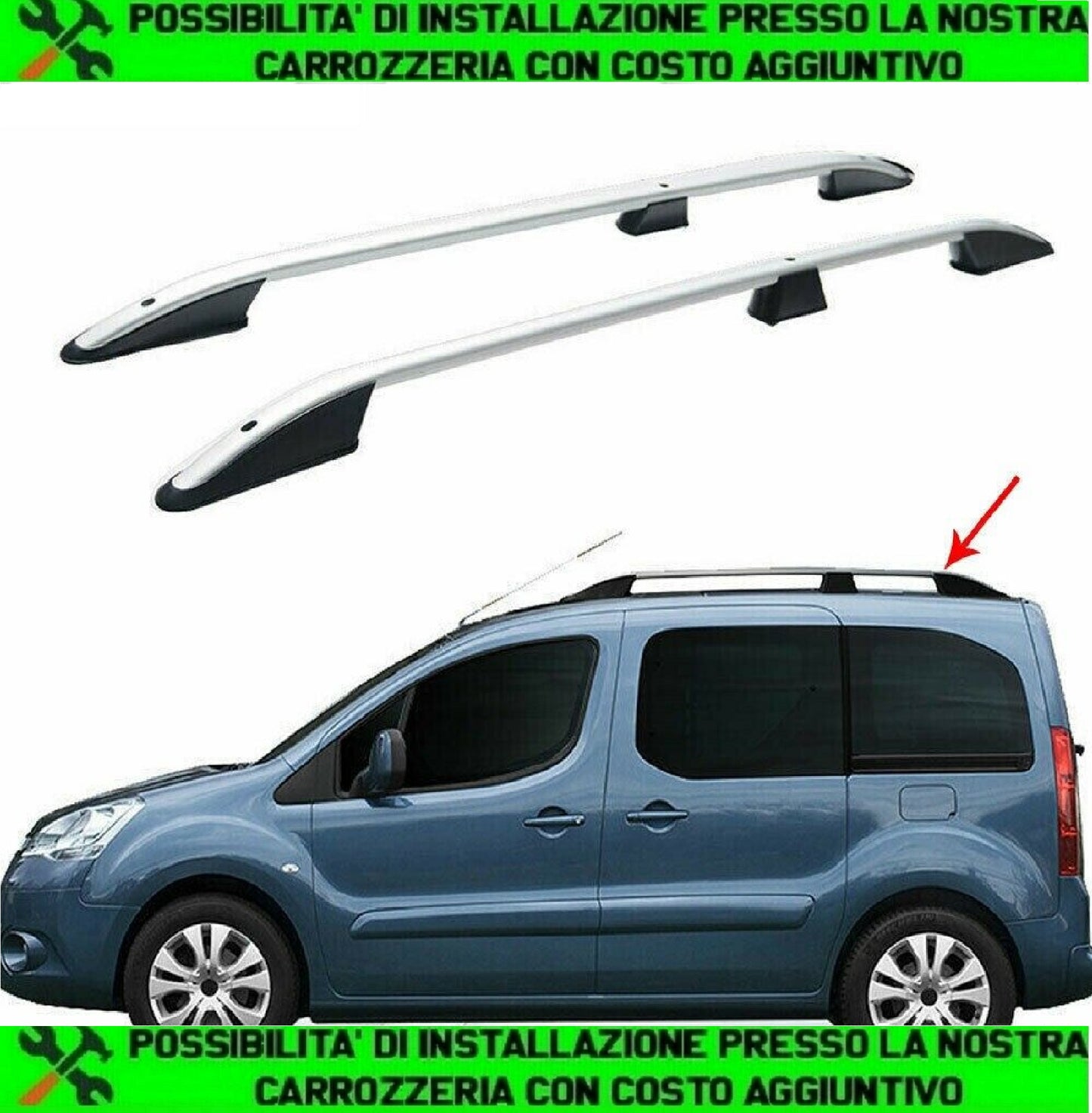 Citroen Berlingo II del 2008 Barre del tetto grigio in alluminio AUTOELEGANCERICAMBI