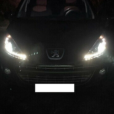 PEUGEOT 207 2006-2012 FARI ANTERIORI NERI LENTICOLARI POSIZIONI LED DRL