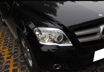 MERCEDES GLK X204 2008-2012 FARI ANTERIORI CROMATI POSIZIONE LED LENTICOLARI