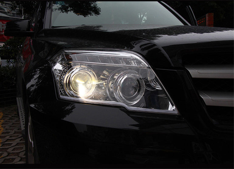 MERCEDES GLK X204 2008-2012 FARI ANTERIORI CROMATI POSIZIONE LED LENTICOLARI