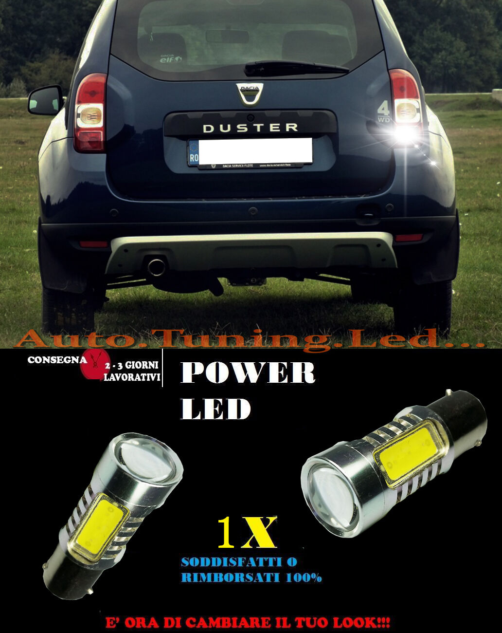 DACIA DUSTER 6000K LAMPADA RETROMARCIA A LED P21W BA15S CANBUS NO ERROR AUTOELEGANCERICAMBI