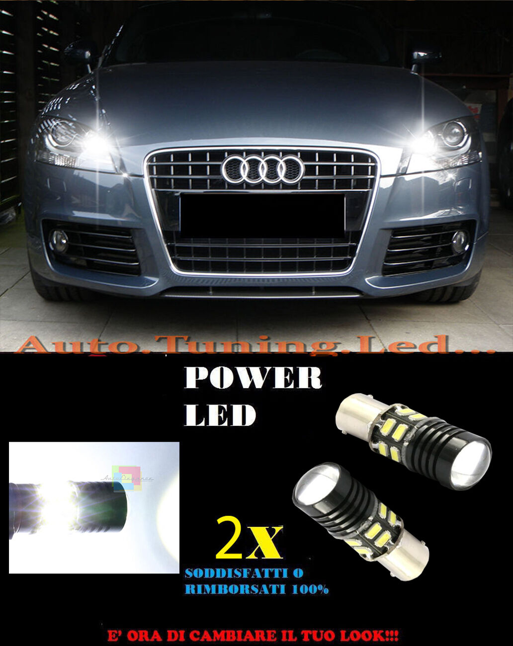COPPIA LAMPADE LUCI DIURNE LED 6000K P21W BA15 AUDI TT 8J NO ERROR CAMBUS AUTOELEGANCERICAMBI