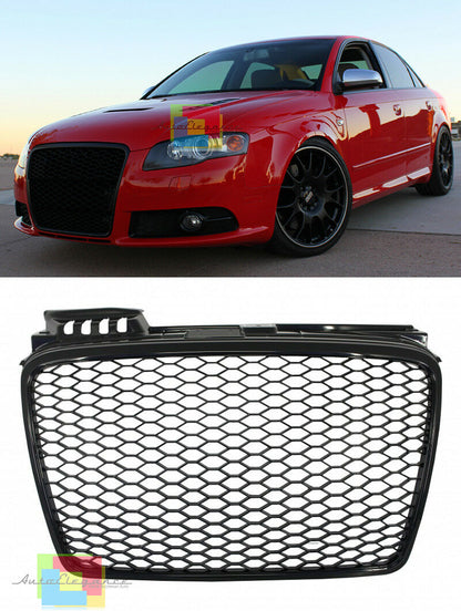 FRONT GRILLE GLOSS BLACK AUDI A4 B7 2004-2007 AVANT SEDAN RS4 CALANDRA