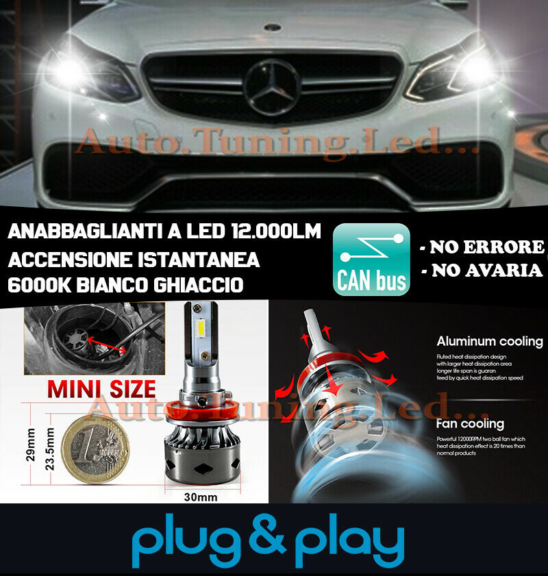 LED LOW BEAM LAMPS MERCEDES E-CLASS W212 2012+ INSTANT LIFT 6000K