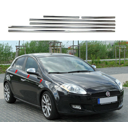 MODANATURE ADESIVE FIAT BRAVO II 2006- CORNICI FINESTRINI CROMATE ACCIAIO INOX .