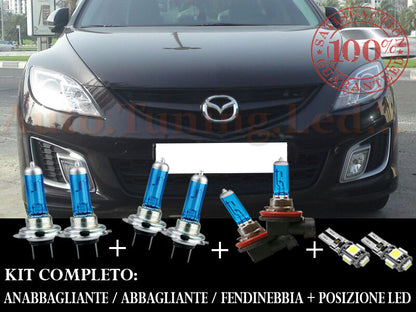 MAZDA 6 2007-2012 SET COMPLETO LAMPADE BLU XENON + POSIZIONE A LED