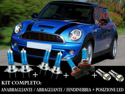 MINI R56 2006-2013 SET COMPLETO LAMPADE BLU XENON + POSIZIONE A LED