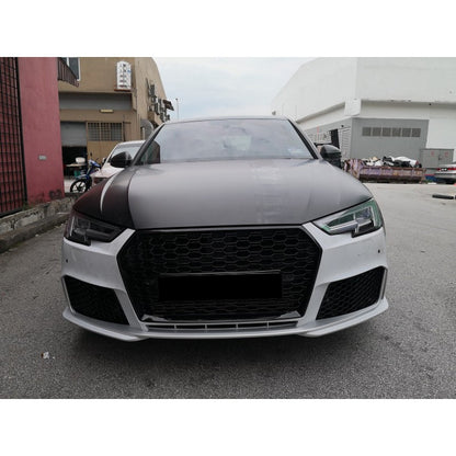 AUDI A4 B9 2015-2018 PARAURTI ANTERIORE LOOK RS4 ABS CON GRIGLIA NERA AUTOELEGANCERICAMBI