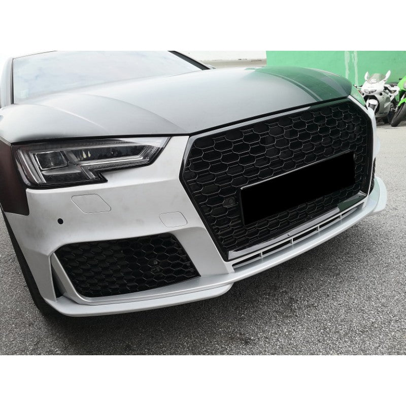 AUDI A4 B9 2015-2018 PARAURTI ANTERIORE LOOK RS4 ABS CON GRIGLIA NERA AUTOELEGANCERICAMBI