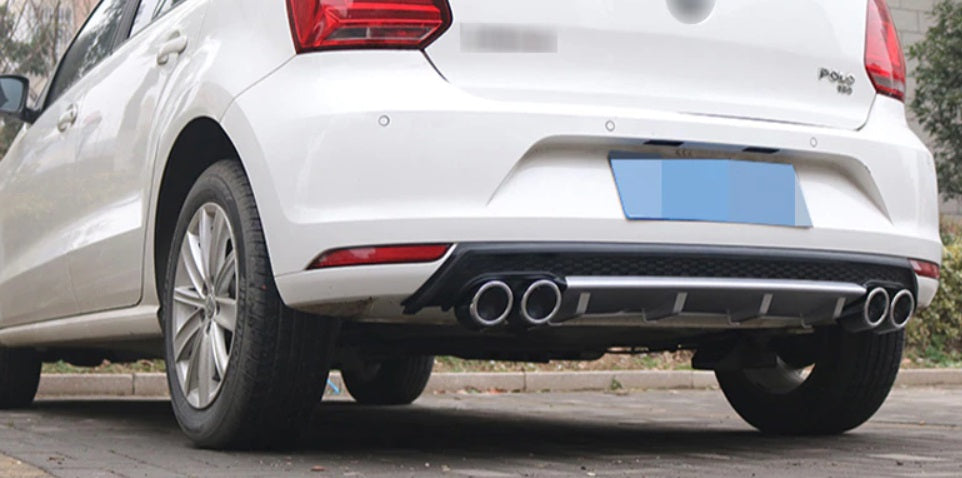 VW POLO 6R 6C REAR DIFFUSER UNDER BUMPER FOUR TIP ABS AESTHETIC