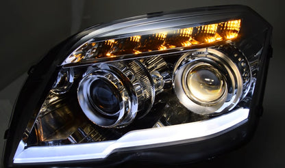 MERCEDES GLK X204 2008-2012 FARI ANTERIORI CROMATI POSIZIONE LED LENTICOLARI