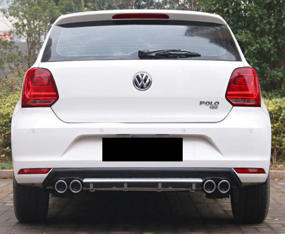 VW POLO 6R 6C REAR DIFFUSER UNDER BUMPER FOUR TIP ABS AESTHETIC