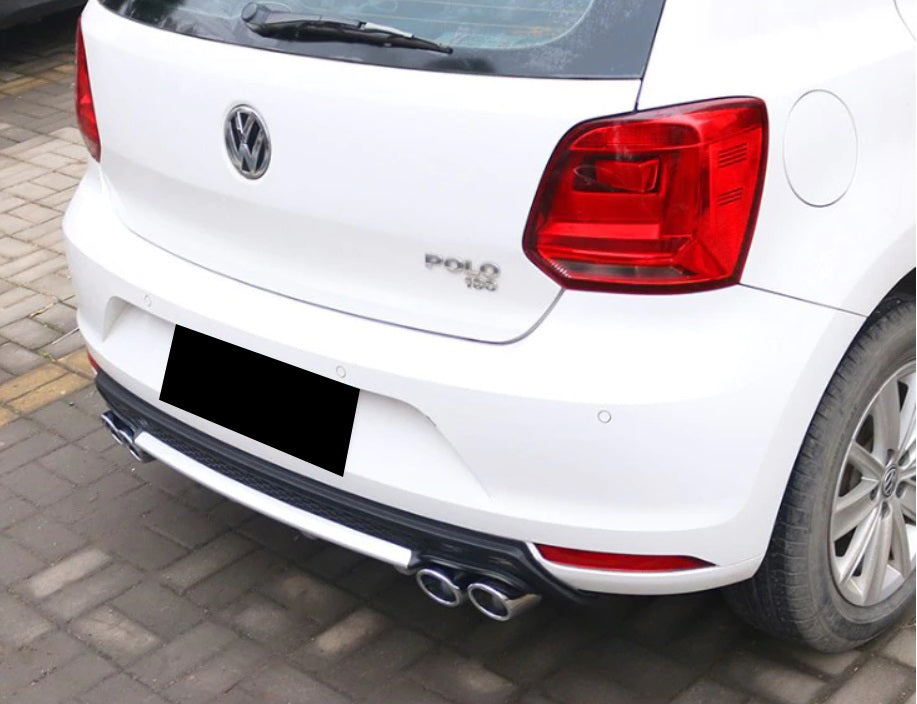 VW POLO 6R 6C REAR DIFFUSER UNDER BUMPER FOUR TIP ABS AESTHETIC
