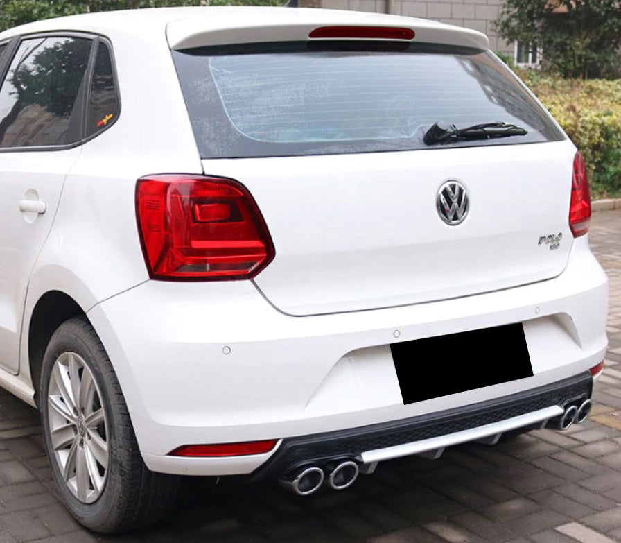 VW POLO 6R 6C REAR DIFFUSER UNDER BUMPER FOUR TIP ABS AESTHETIC
