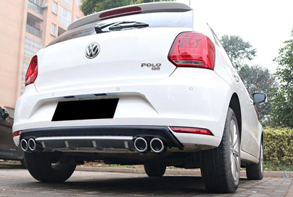 VW POLO 6R 6C REAR DIFFUSER UNDER BUMPER FOUR TIP ABS AESTHETIC