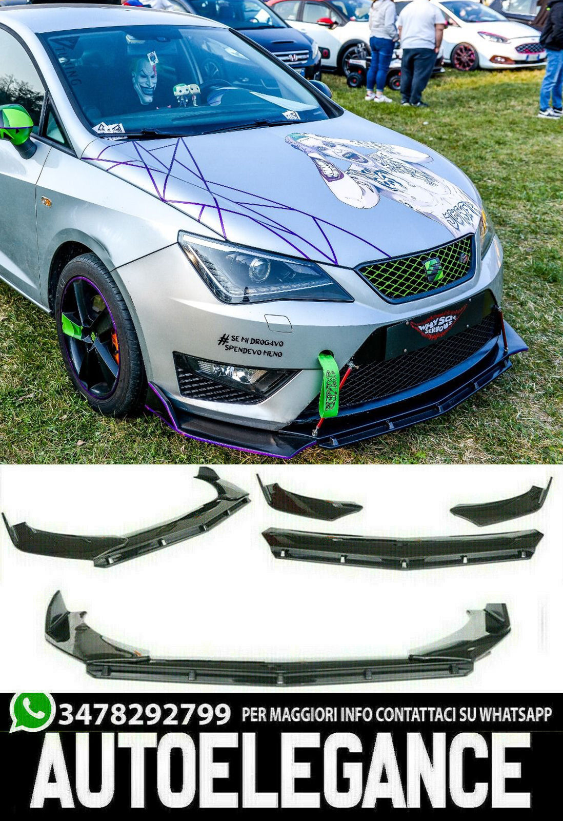 SEAT IBIZA 6J ABS SPLITTER FRONT BUMPER SPOILER