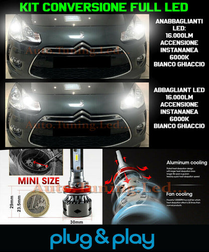 LAMPADE ANABBAGLIANTI + ABBAGLIANTI LED 16.000LM PER CITROEN DS3