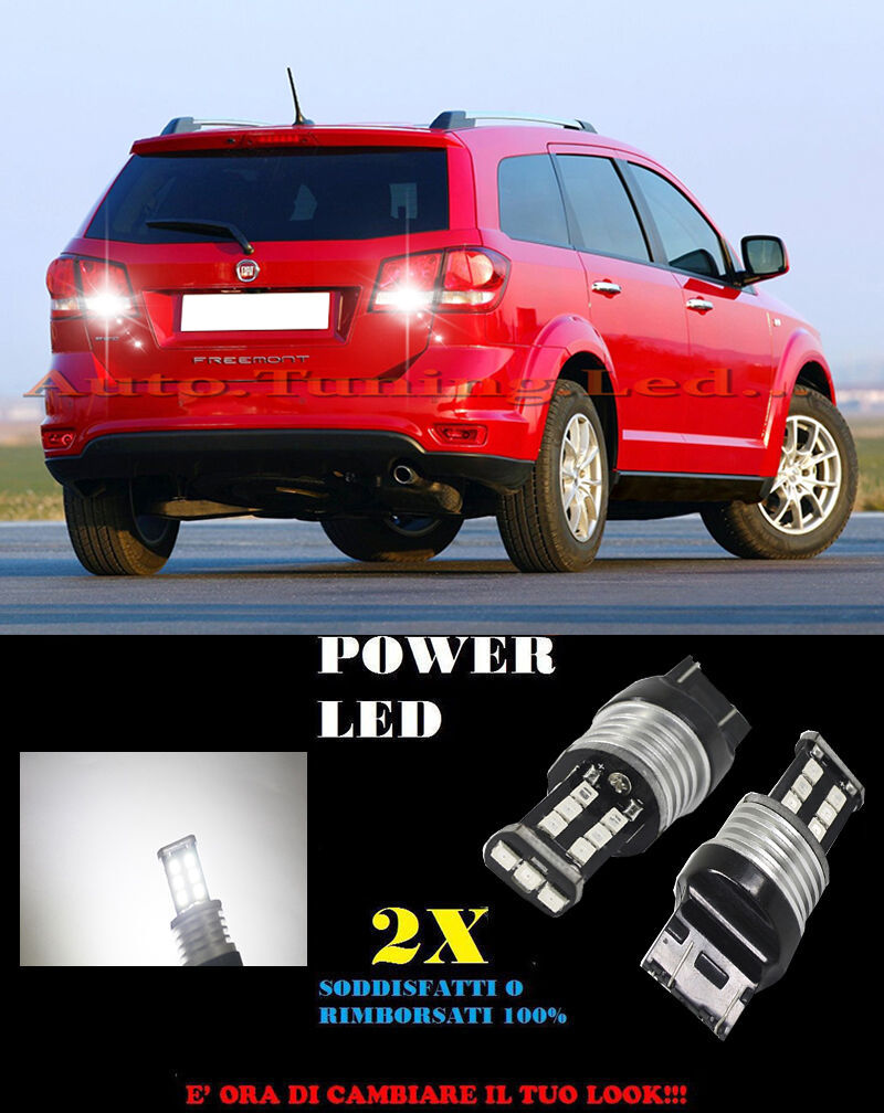 FIAT FREEMONT 2011+ 6000K COPPIA LAMPADE RETROMARCIA A LED T20 NO ERROR .-.