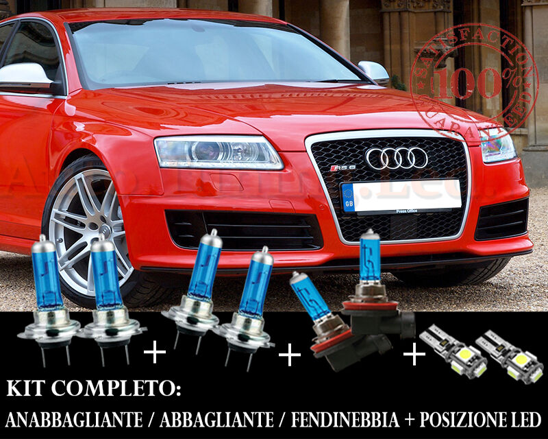 AUDI A6 S6 RS6 4F 2004-2011 SET COMPLETO LAMPADE BLU XENON + POSIZIONE A LED AUTOELEGANCERICAMBI