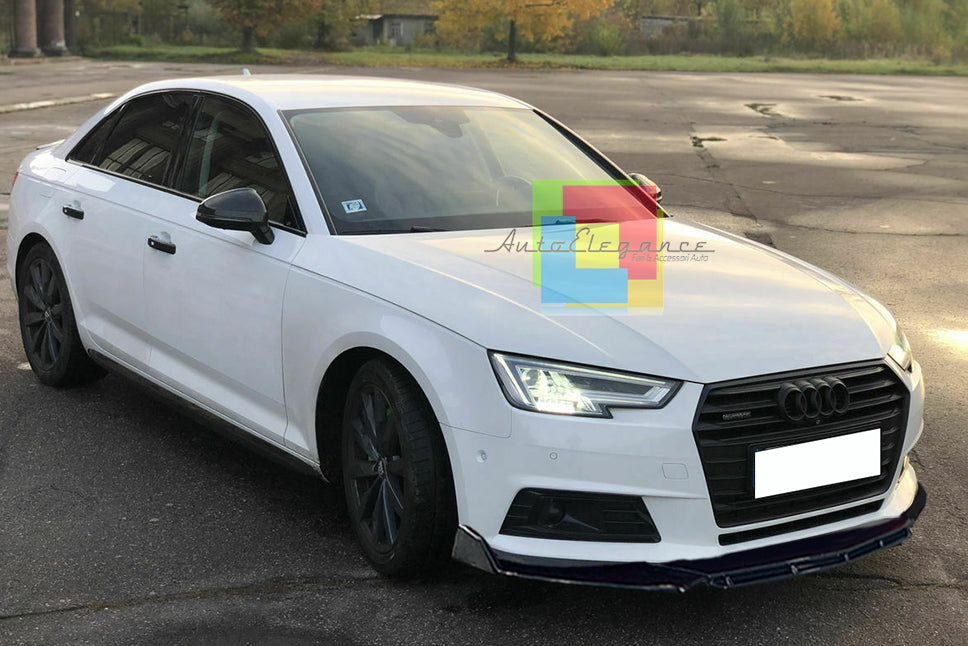AUDI A4 B9 2015+ SPLITTER SOTTO PARAURTI ANTERIORE NERO LUCIDO LOOK RS AUTOELEGANCERICAMBI