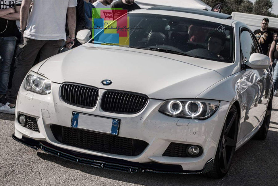 BMW SERIE 3 E92 E93 SPLITTER PARAURTI ANTERIORE NERO LUCIDO LOOK M3 AUTOELEGANCERICAMBI