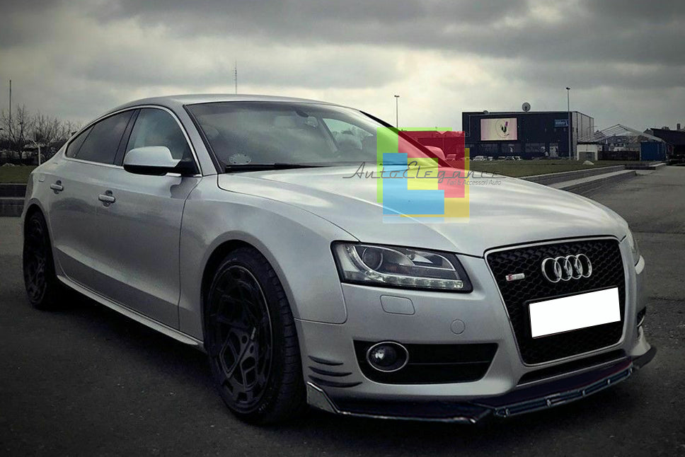 AUDI A5 2007-2011 SPLITTER PARAURTI ANTERIORE NERO LUCIDO LOOK RS5 AUTOELEGANCERICAMBI