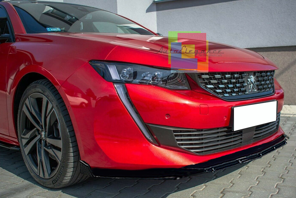 PEUGEOT 508 II FRONT BUMPER SPLITTER GLOSSY BLACK RS LOOK