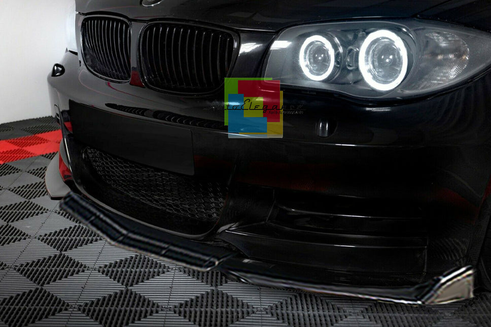 BMW SERIE 1 E81 E87 E82 E88 SPLITTER SOTTO PARAURTI ANTERIORE NERO LUCIDO LOOK RS AUTOELEGANCERICAMBI