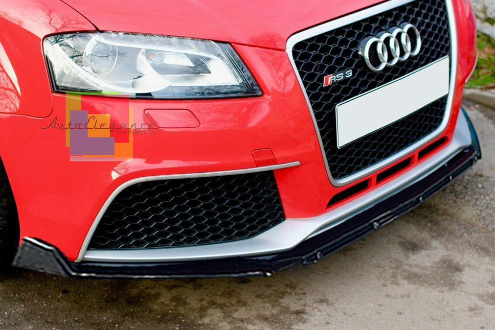 AUDI A3 8P 2008-2012 LIFT SPLITTER PARAURTI ANTERIORE NERO LUCIDO LOOK RS AUTOELEGANCERICAMBI
