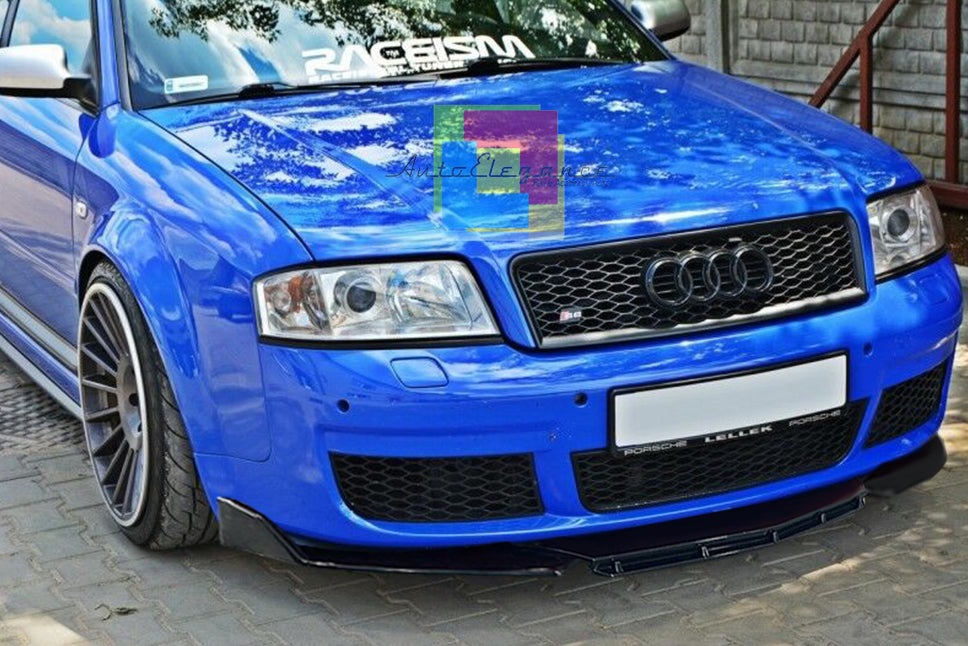 AUDI A6 C5 1997-2005 SPLITTER PARAURTI ANTERIORE NERO LUCIDO LOOK RS AUTOELEGANCERICAMBI