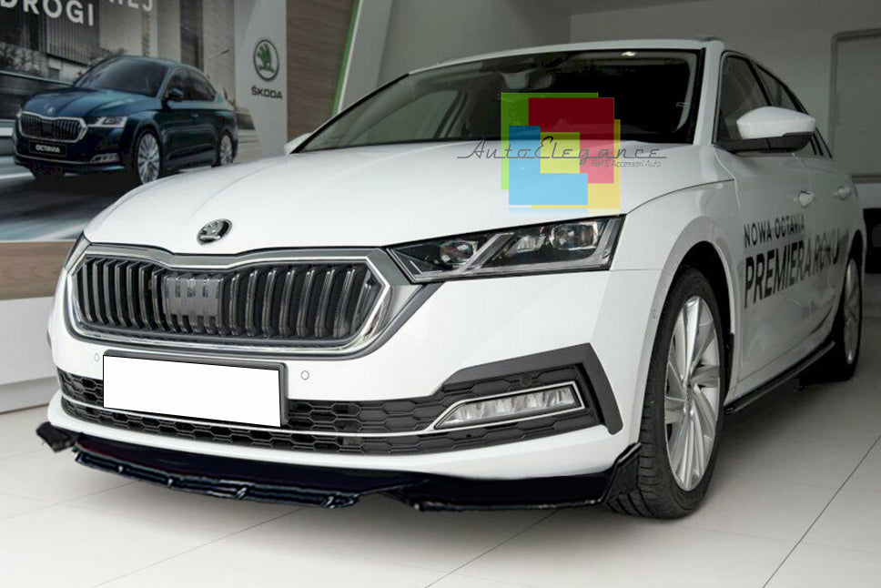 SKODA OCTAVIA IV 2019+ FRONT BUMPER SPLITTER GLOSS BLACK RS LOOK
