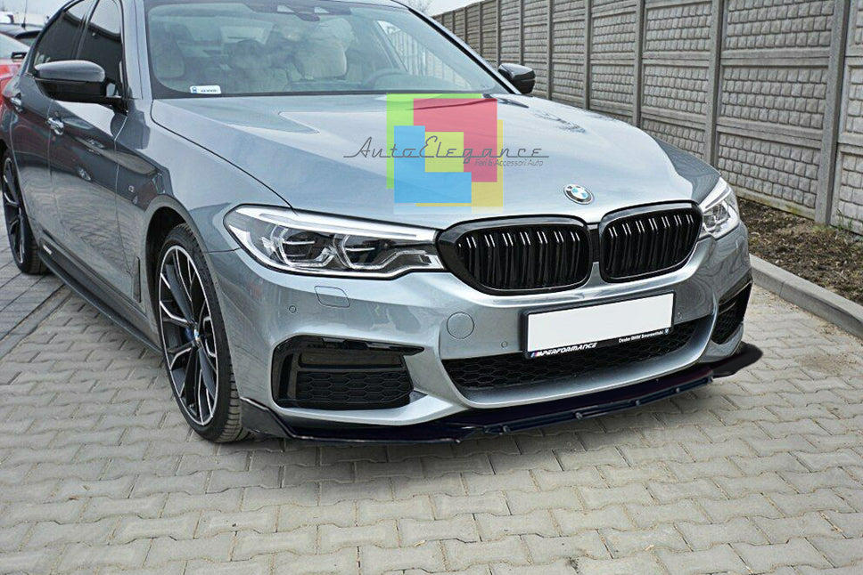 BMW SERIE 5 G30 G31 SPLITTER PARAURTI ANTERIORE NERO LUCIDO LOOK M5 AUTOELEGANCERICAMBI