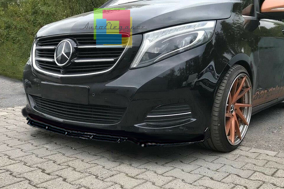 MERCEDES V W447 2014+ FRONT BUMPER SPLITTER GLOSS BLACK RS LOOK