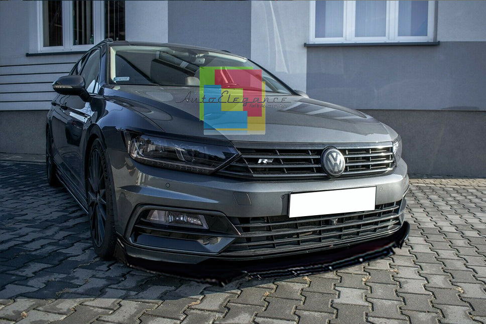 VW PASSAT B8 2015-2019 FRONT BUMPER SPLITTER GLOSS BLACK RS LOOK