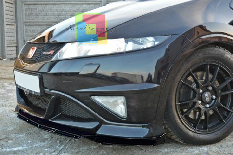 HONDA CIVIC VIII MK8 FRONT BUMPER SPLITTER GLOSS BLACK RS LOOK