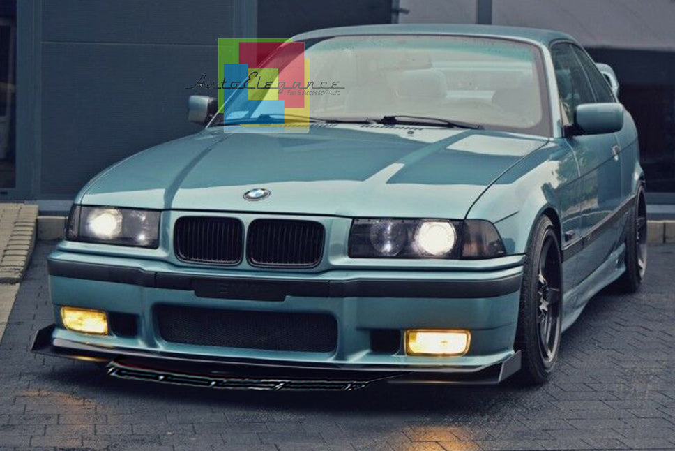 BMW SERIE 3 E36 SPLITTER PARAURTI ANTERIORE NERO LUCIDO LOOK M3 AUTOELEGANCERICAMBI