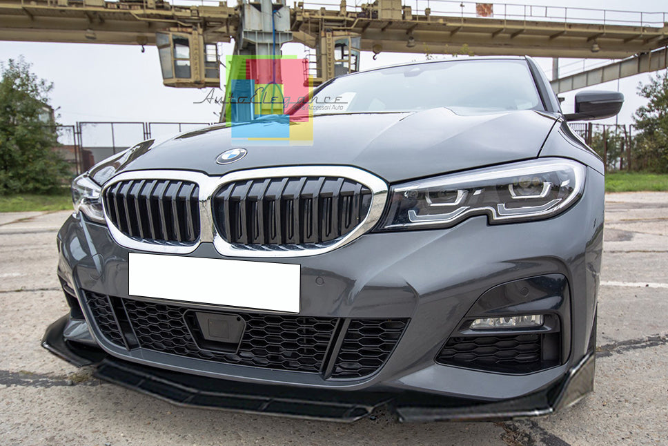 BMW SERIE 3 G20 G21 SPLITTER PARAURTI ANTERIORE NERO LUCIDO LOOK M3 AUTOELEGANCERICAMBI