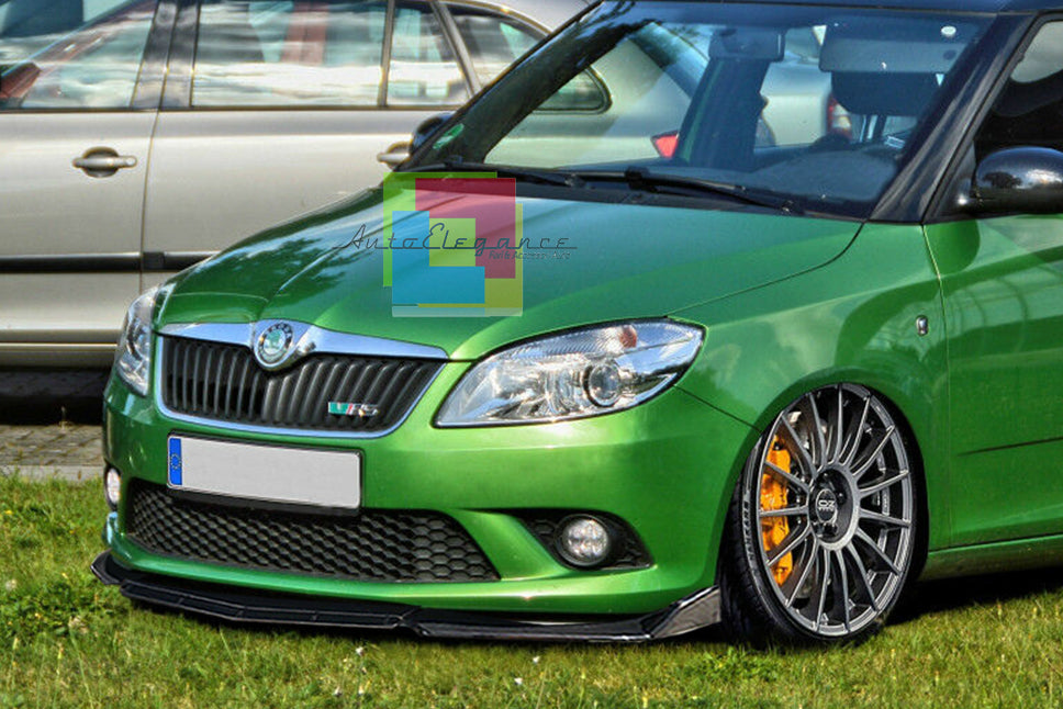 SKODA FABIA II FRONT BUMPER SPLITTER GLOSS BLACK RS LOOK