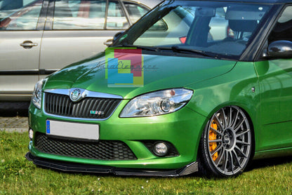 SKODA FABIA II FRONT BUMPER SPLITTER GLOSS BLACK RS LOOK