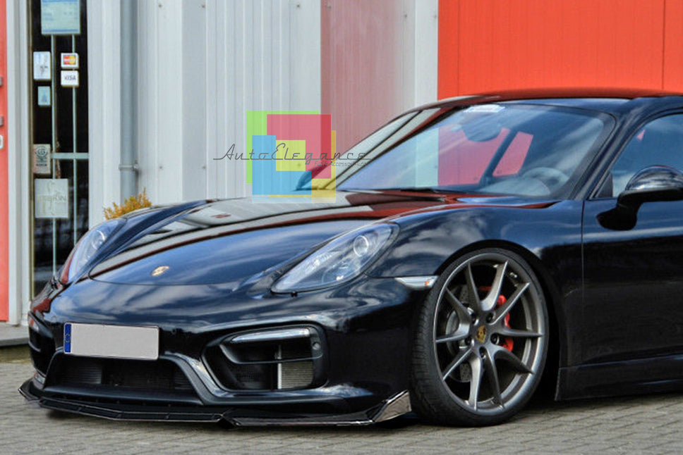 PORSCHE CAYMAN 981 FRONT BUMPER SPLITTER GLOSS BLACK RS LOOK