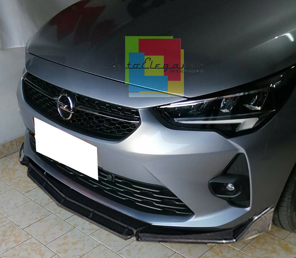 OPEL CORSA F FRONT BUMPER SPLITTER GLOSSY BLACK RS LOOK
