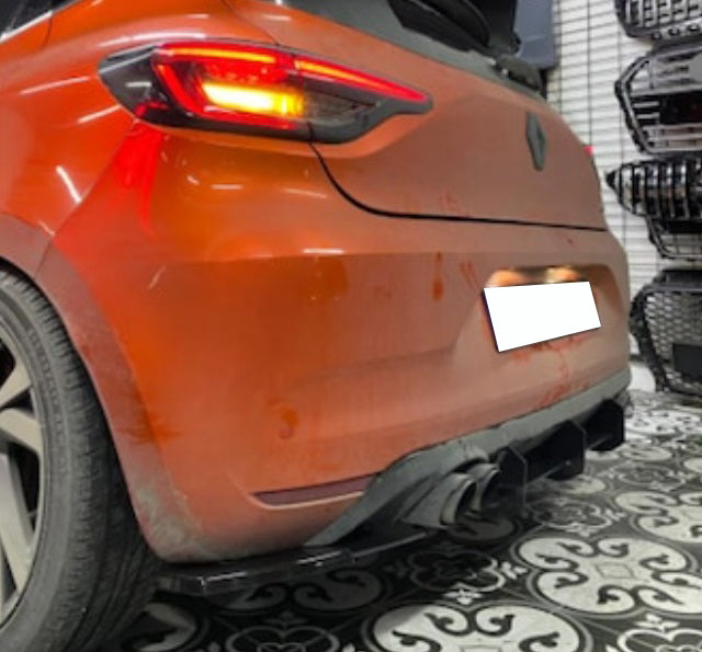 RENAULT CLIO 5 V 2019+ FLAP SOTTO DIFFUSORE POSTERIORE ABS NERO SPOILER