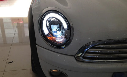 MINI COOPER R56 2006-2010 FARI ANTERIORI NERI ANGEL EYES D1S XENON DI SERIE
