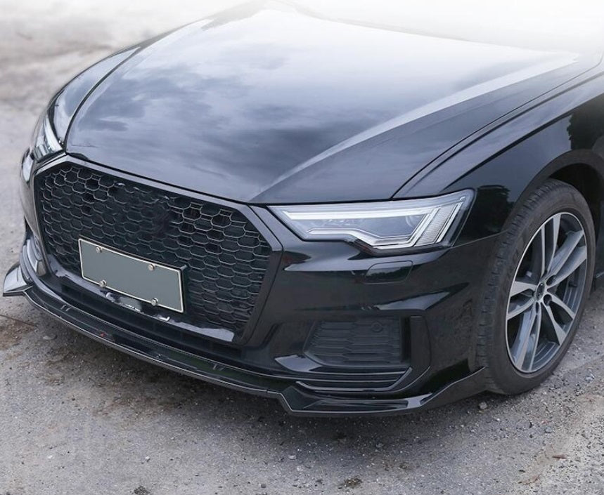 FRONT BUMPER ABS AUDI A6 4A C8 DESIGN RS6 SPLITTER GLOSSY BLACK