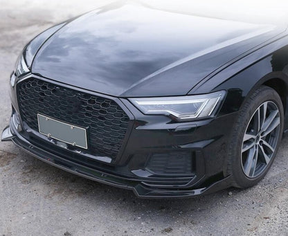 FRONT BUMPER ABS AUDI A6 4A C8 DESIGN RS6 SPLITTER GLOSSY BLACK